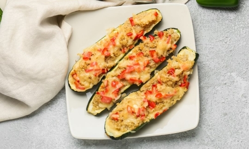 Spinach & Quinoa Zucchini Boats