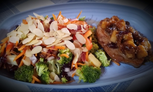 Cranapple Skillet Pork Chops and BB’s Broccoli & Bacon Salad