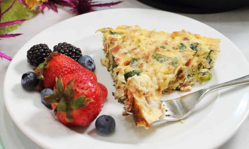 Cheesy Bacon Spinach Frittata