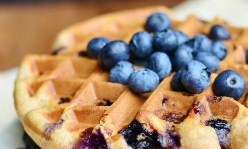 Whole Wheat Blueberry Vanilla Waffles